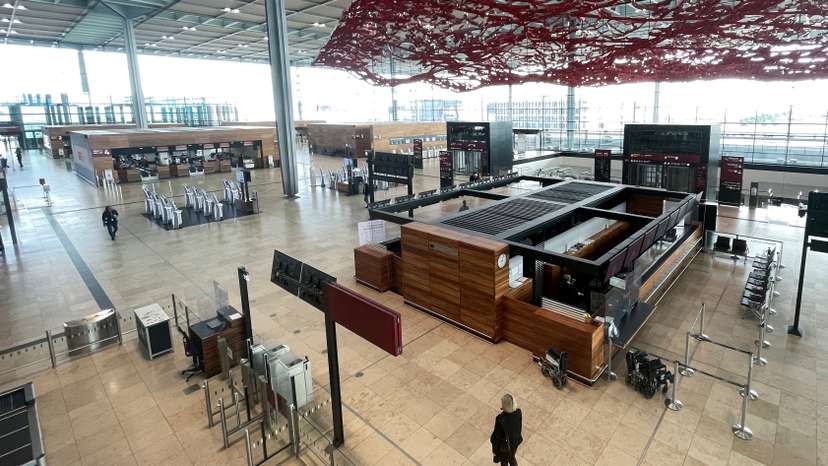 Employees strike over pay demands at the Berlin Brandenburg Airport (BER) in Berlin