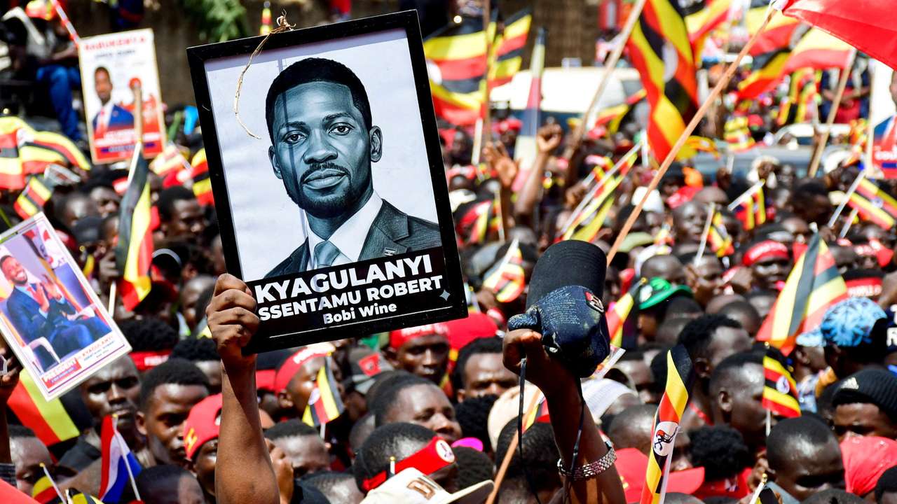 FILE PHOTO: Ugandan Presidential candidate Robert Kyagulanyi of the National Unity Platform (NUP) party attends a campaign rally, in Kampala