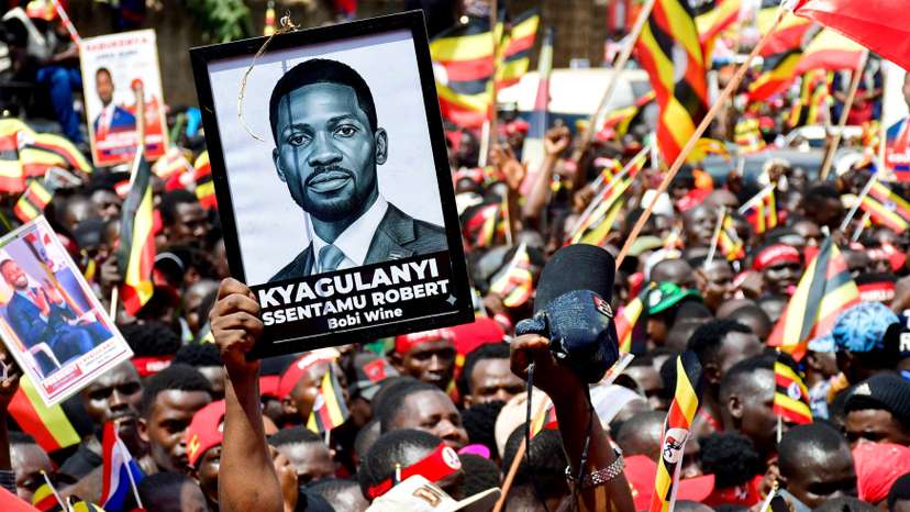 FILE PHOTO: Ugandan Presidential candidate Robert Kyagulanyi of the National Unity Platform (NUP) party attends a campaign rally, in Kampala