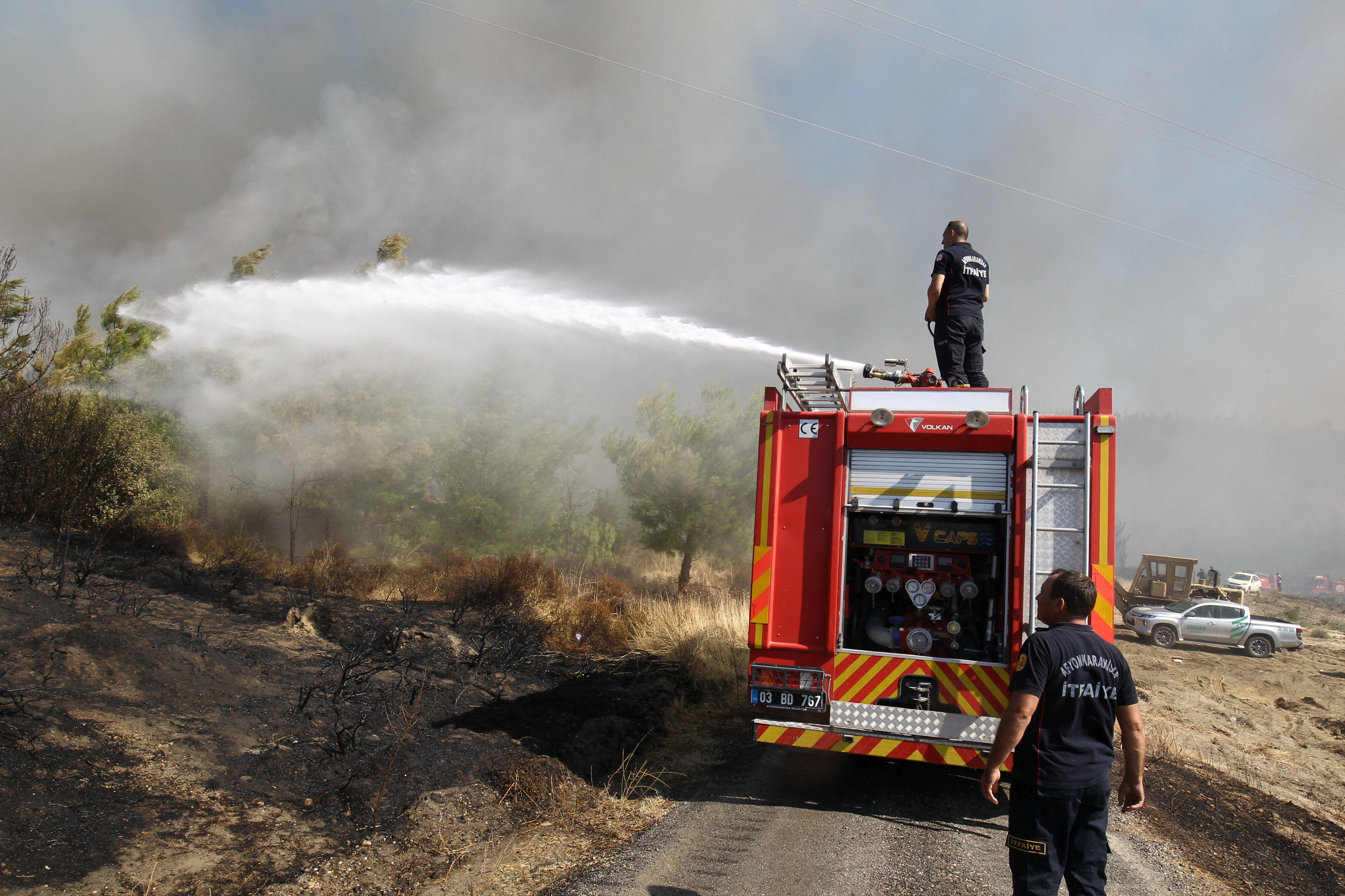 A wildfire burns in northwestern Turkey