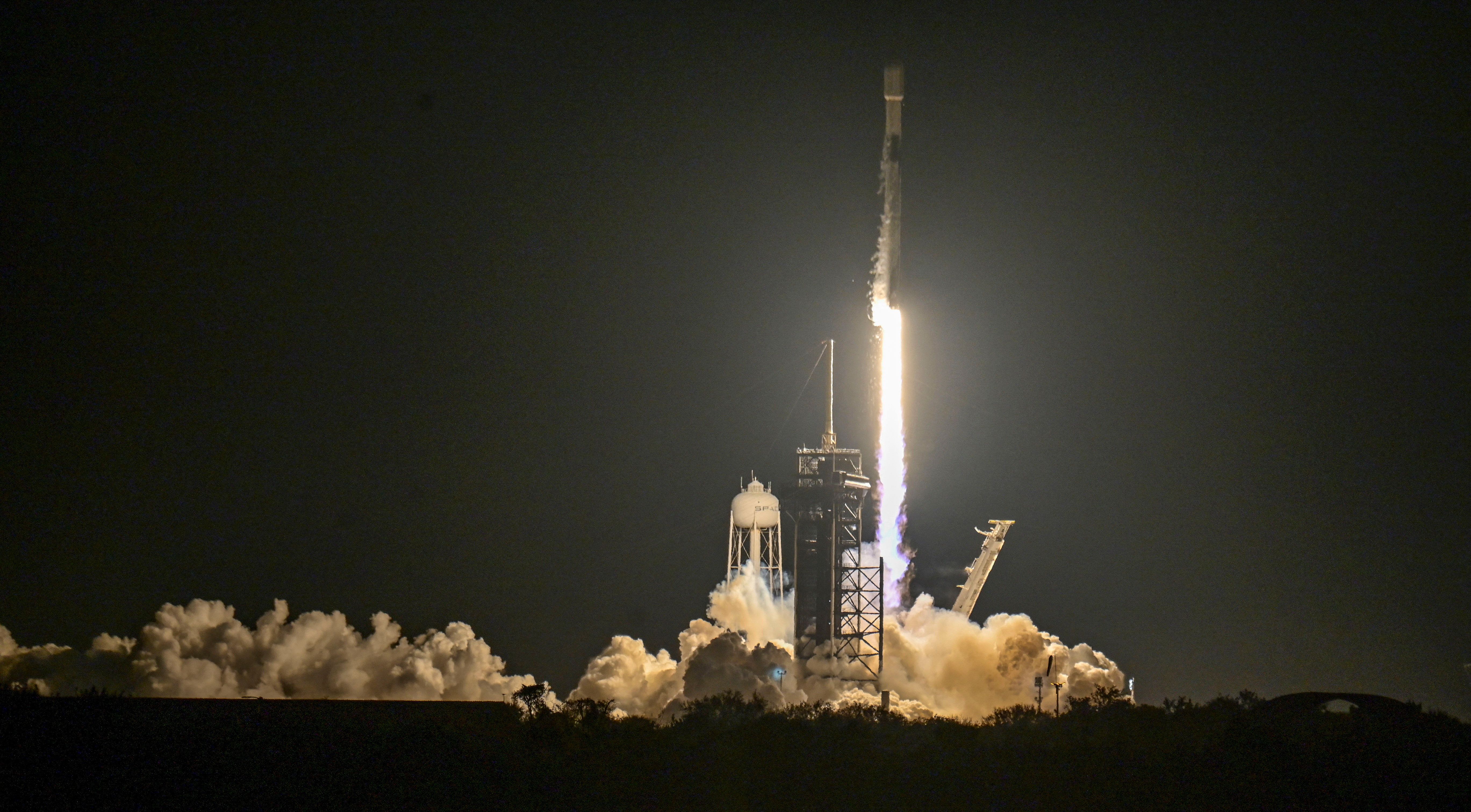 A SpaceX Falcon 9 rocket lifts off from Launch Complex-39A carrying the Nova-C lunar lander from Kennedy Space Center