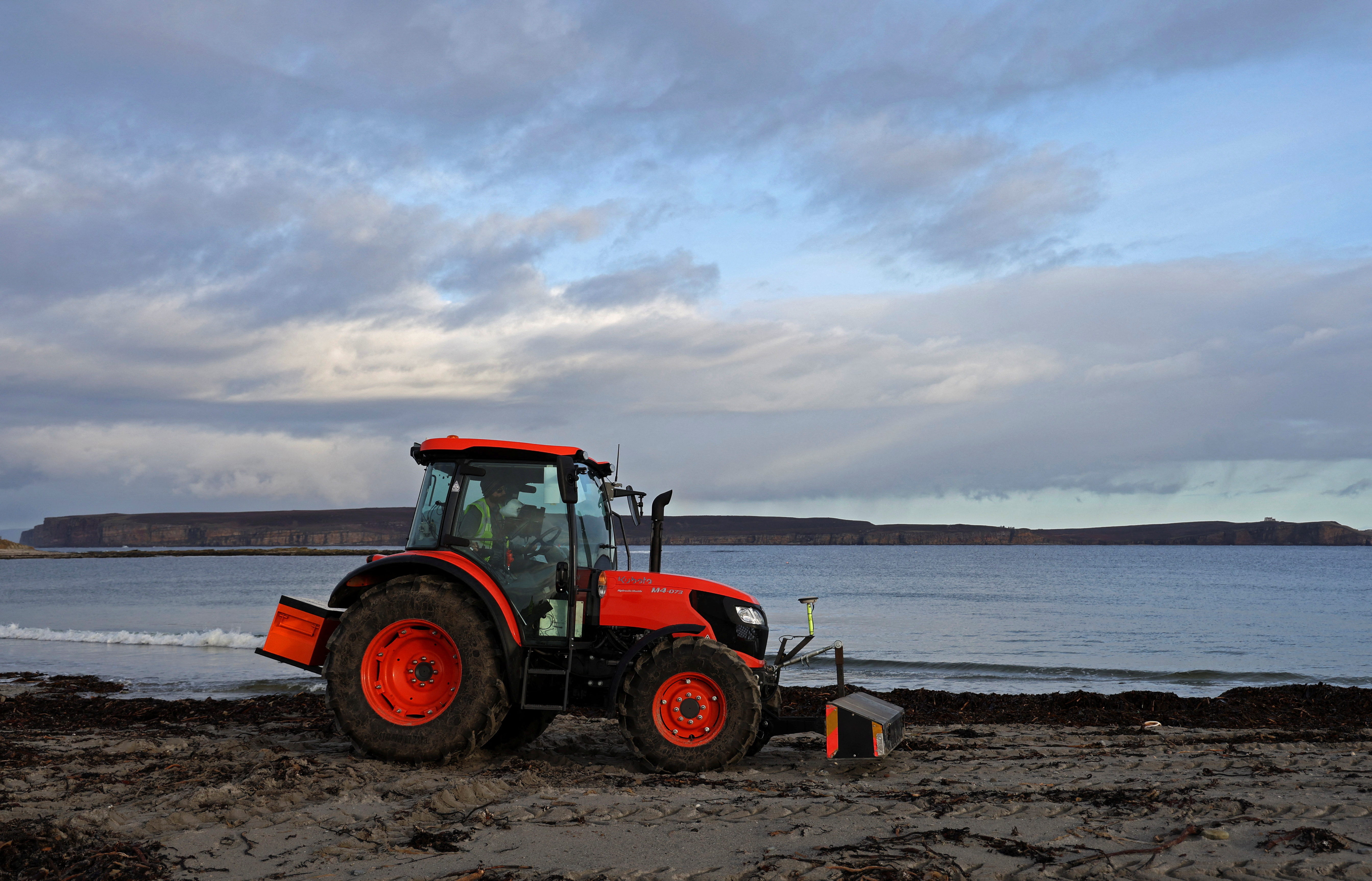 Testing for radio active material takes place at Murkle Bay beach close to the Dounreay nuclear site in Dounreay, Scotland