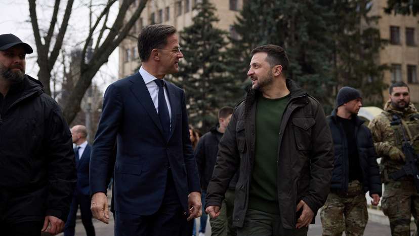 Ukraine's President Zelenskiy and Dutch PM Rutte visit Kharkiv