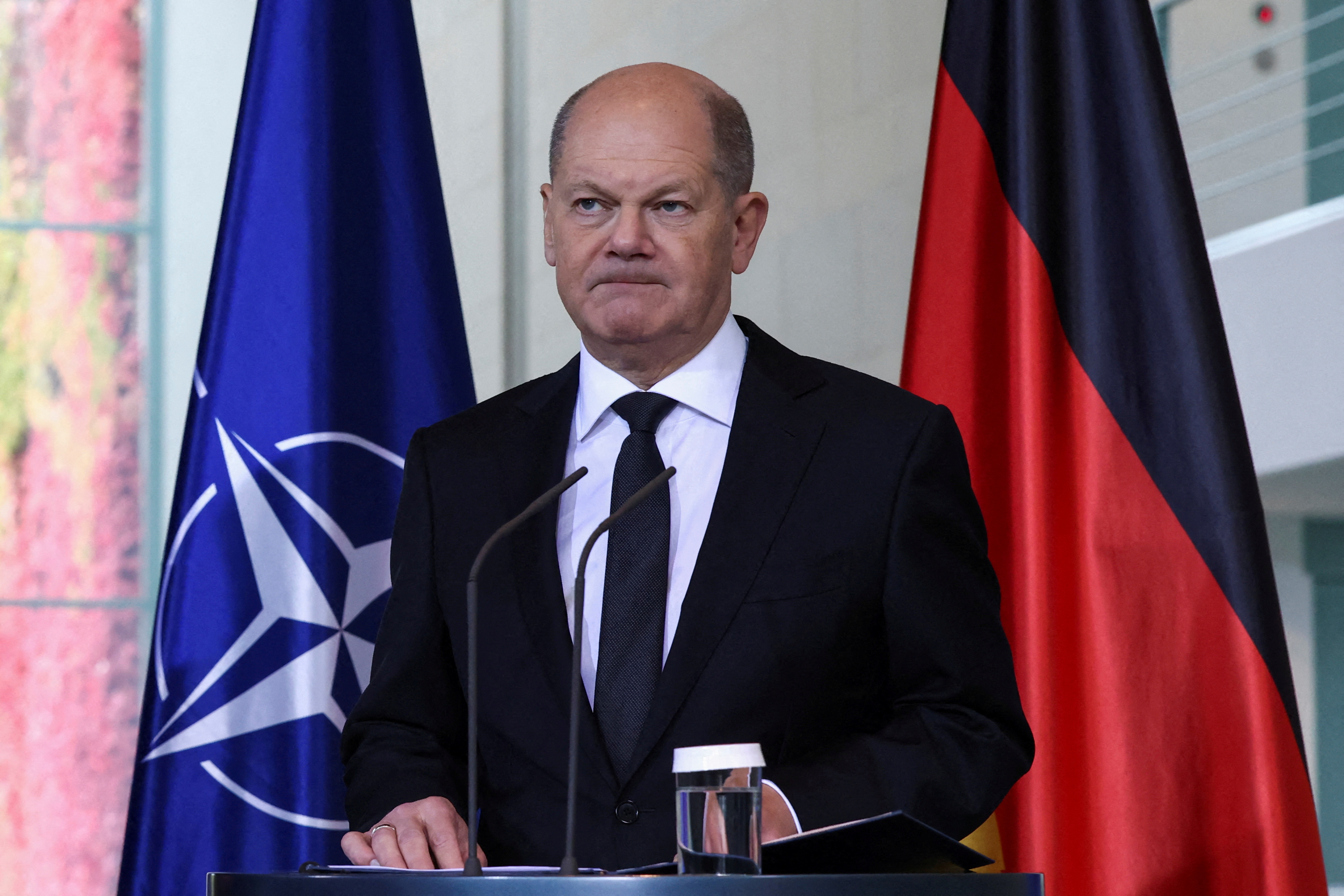 FILE PHOTO: Germany's Chancellor Olaf Scholz and NATO's Secretary General Jens Stoltenberg meet in Berlin
