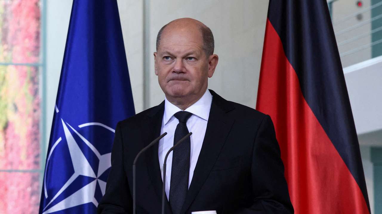 FILE PHOTO: Germany's Chancellor Olaf Scholz and NATO's Secretary General Jens Stoltenberg meet in Berlin