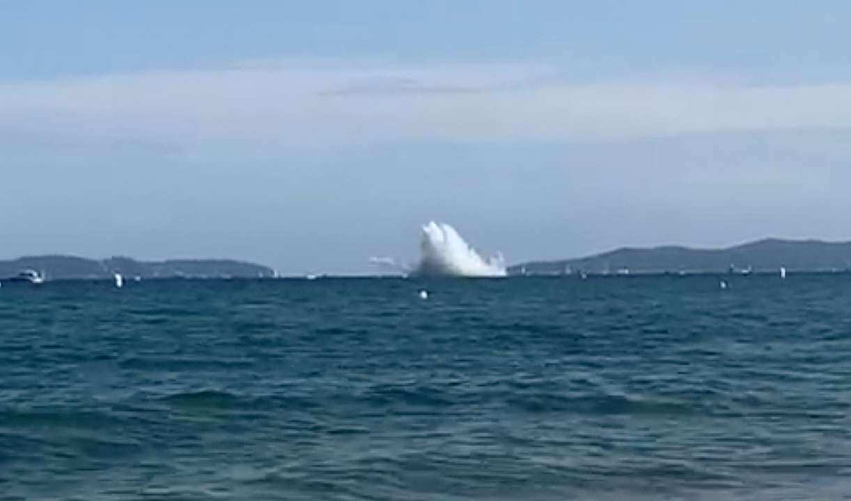 Fouga Magister jet crushes into the Mediterranean Sea during an airshow in Le Lavandou