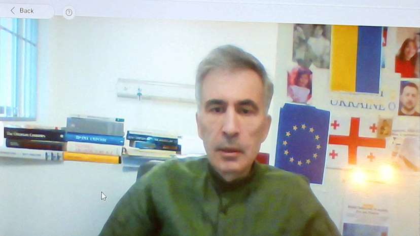 FILE PHOTO: Georgia's jailed ex-president Saakashvili attends a court hearing in Tbilisi