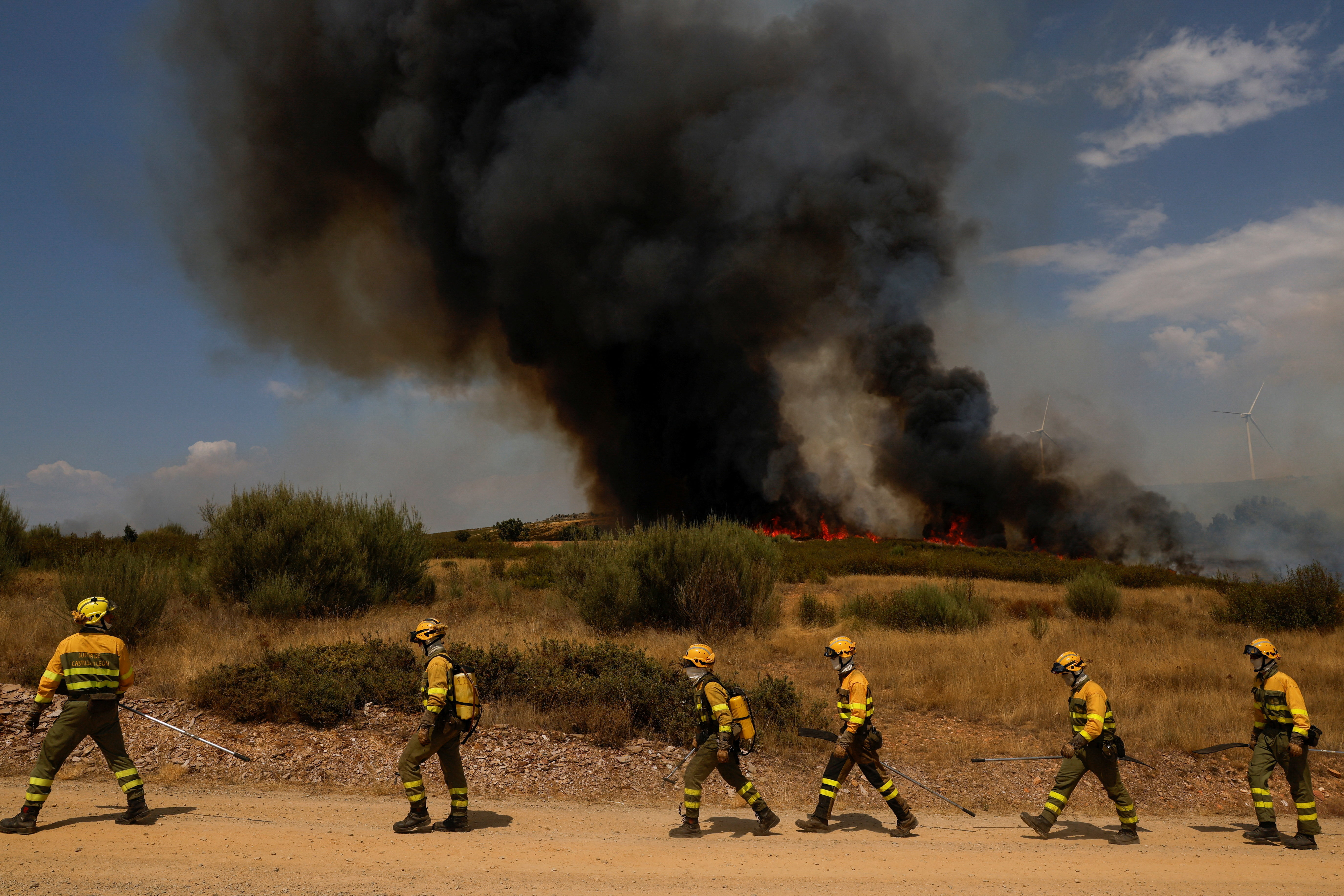 Wildfire on the outskirts of Abejera de Tabara