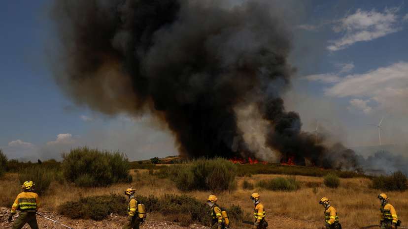 Wildfire on the outskirts of Abejera de Tabara