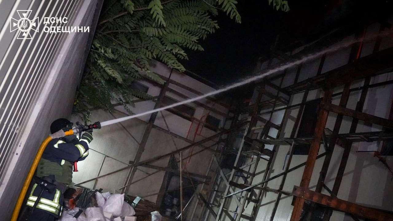 Aftermath of a strike in a location given as Odesa