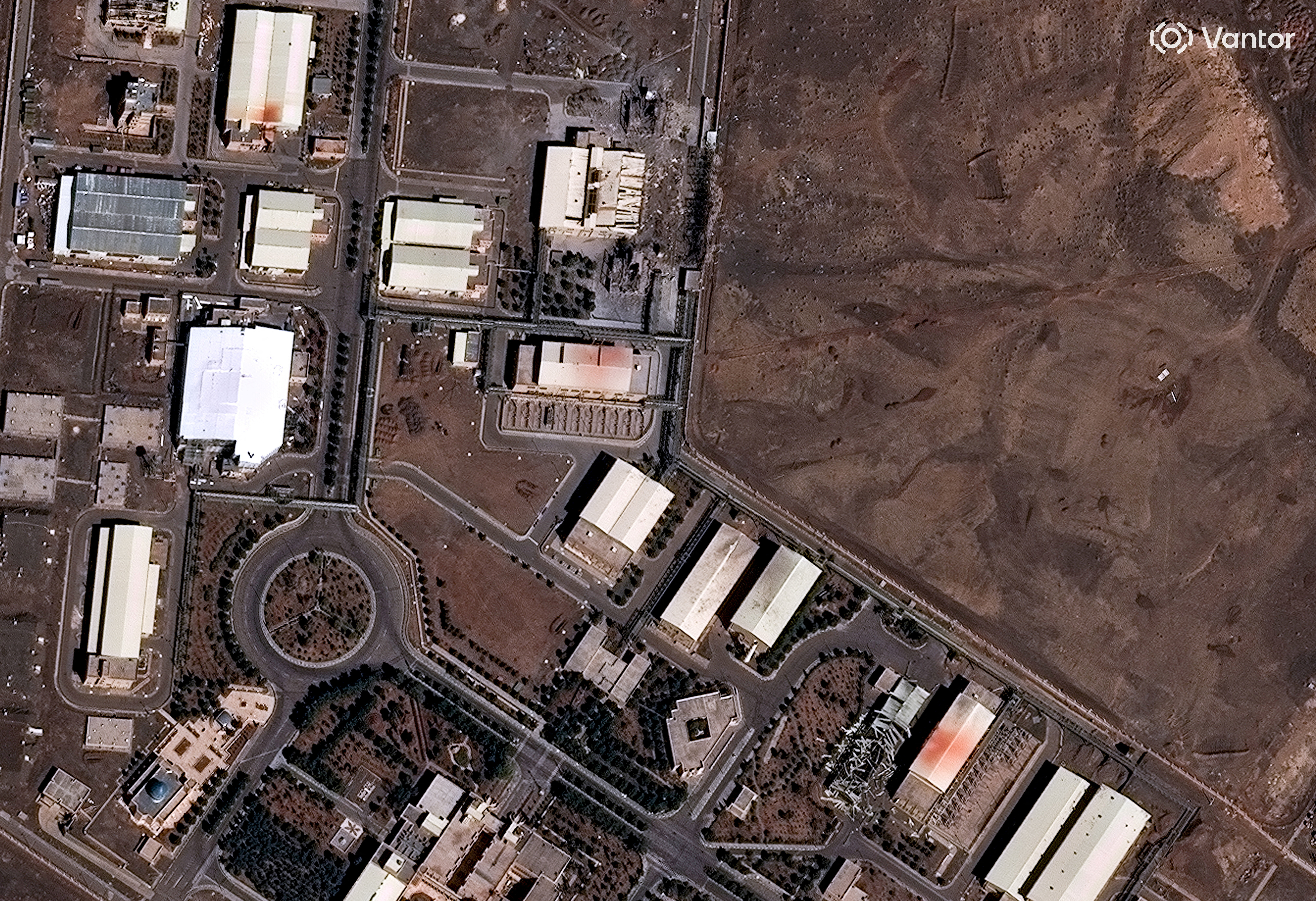 Satellite image shows a closer view of the Natanz Nuclear Facility with new building damage