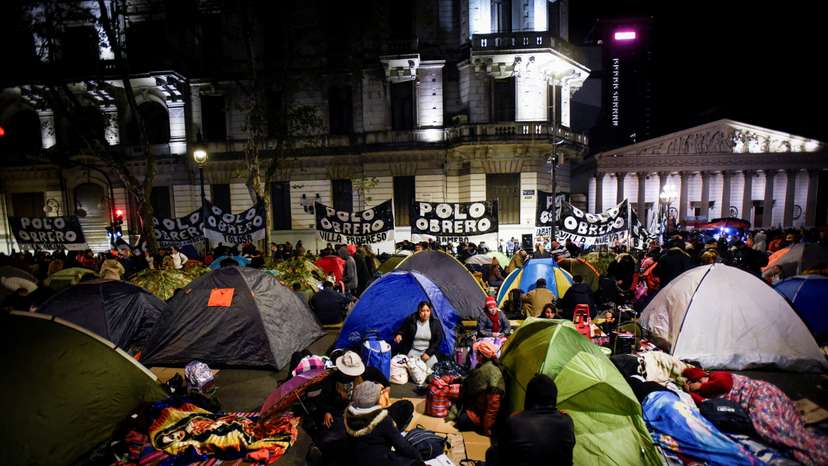 FILE PHOTO: Unemployed and informal workers protest to demand more subsidies from the national government, in Buenos Aires