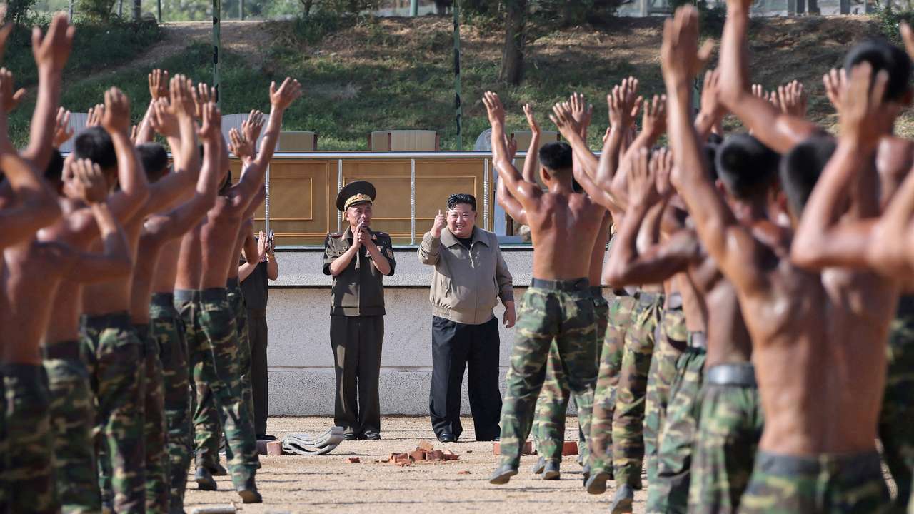 North Korean leader Kim Jong Un visits the training base of the special operations armed force of North Korea's army to guide a combatants drill