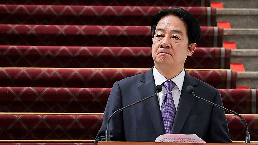 FILE PHOTO: Taiwan's President Lai Ching-te holds a press conference in Taipei