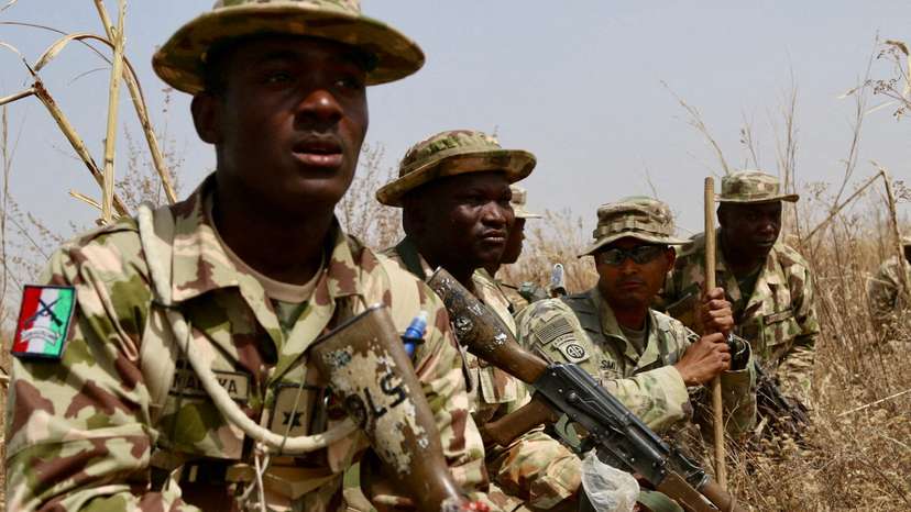 FILE PHOTO: A U.S. Army soldier trains Nigerian Army soldiers at a military compound in Jaji, Nigeria