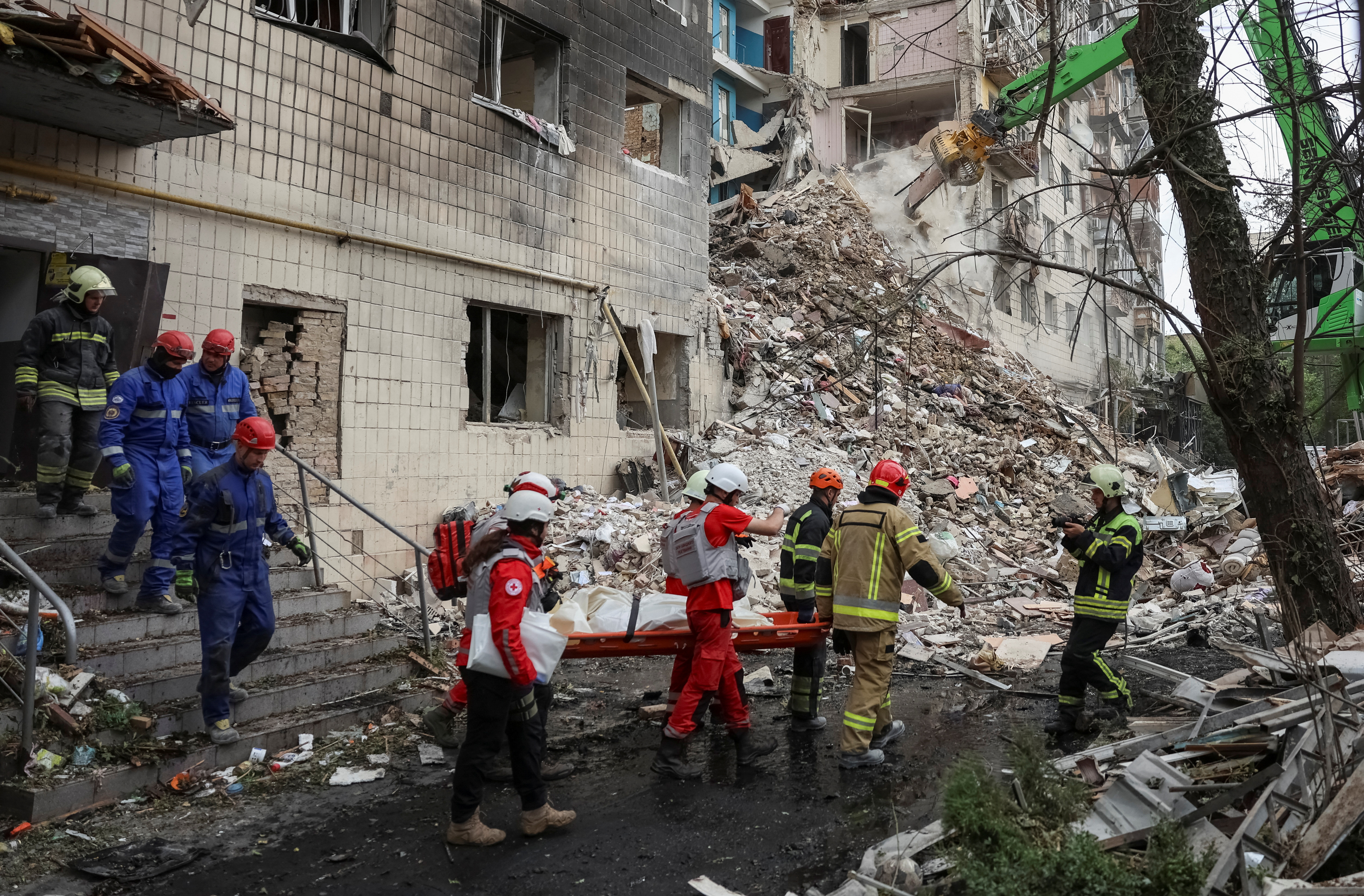 Aftermath of Russian drone and missile attacks in Kyiv
