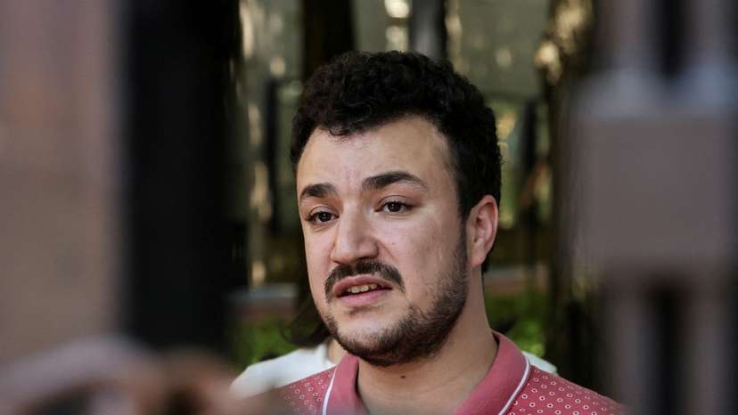 FILE PHOTO: Mahmoud Khalil speaks to members of media about the Revolt for Rafah encampment at Columbia University during the ongoing conflict between Israel and the Palestinian Islamist group Hamas, in New York City