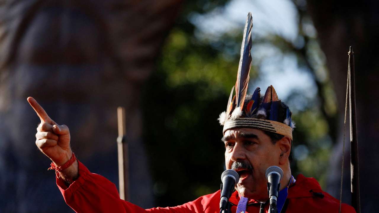 FILE PHOTO: Venezuela's President Maduro participates in a demonstration to mark Indigenous Resistance Day, in Caracas