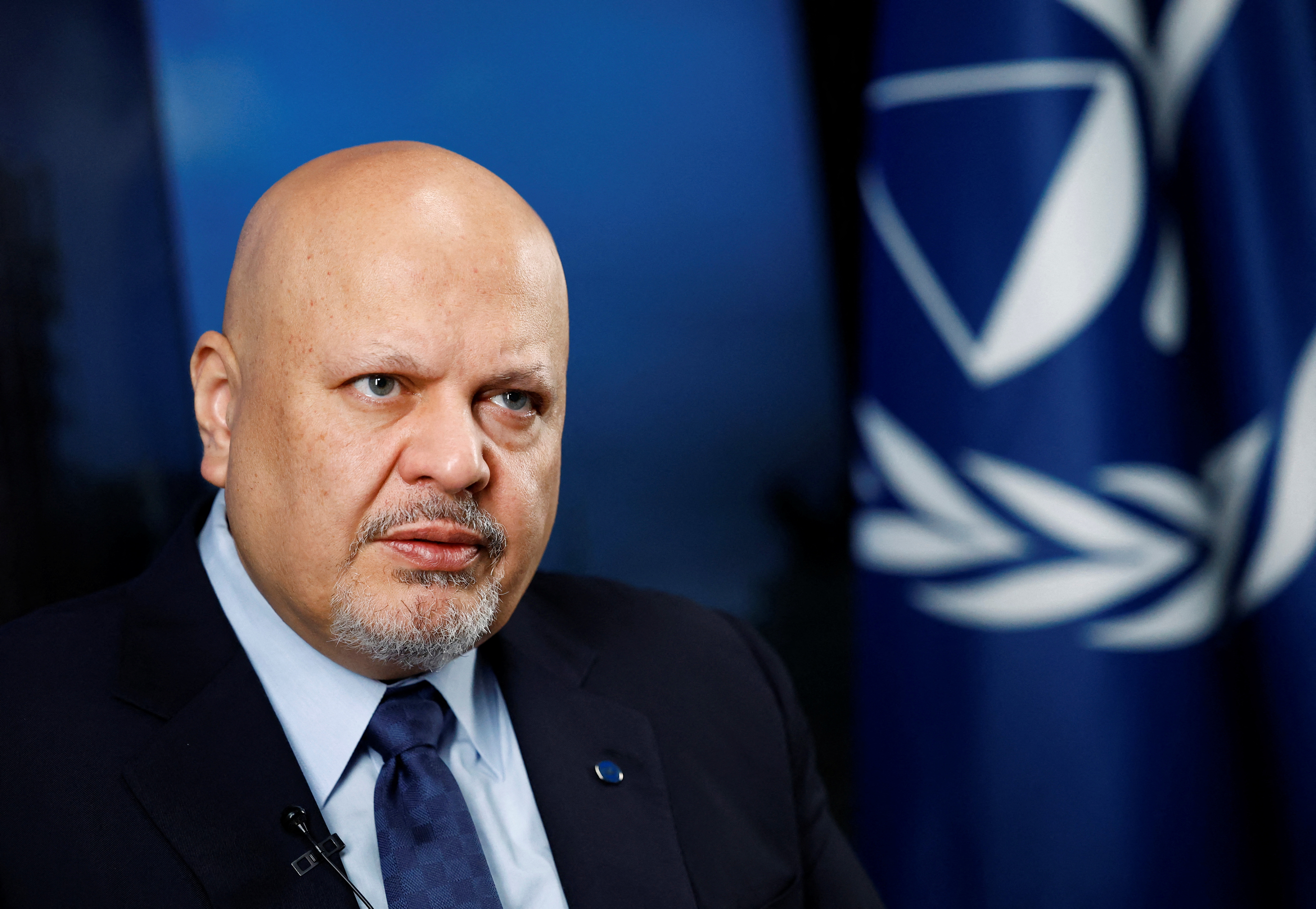 International Criminal Court (ICC) Prosecutor Karim Khan attends an interview with Reuters in The Hague