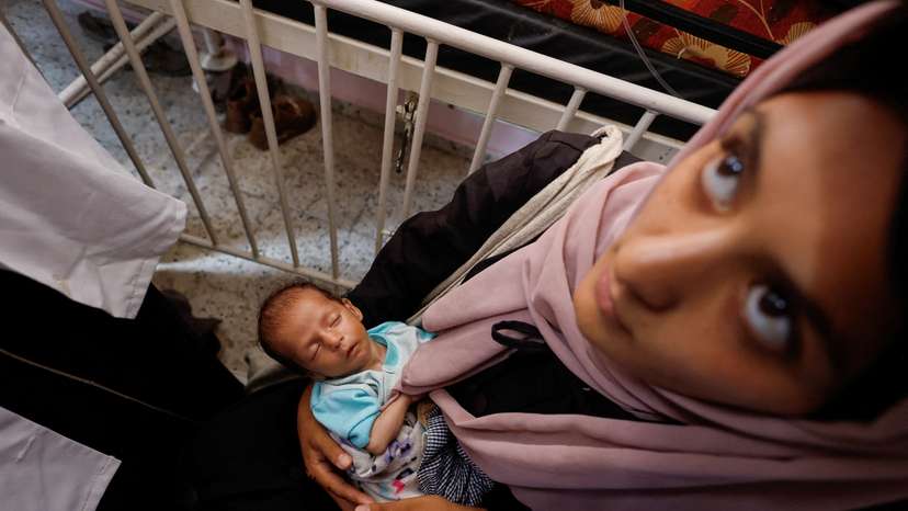 Palestinian children are vaccinated against polio, at Nasser hospital in Khan Younis