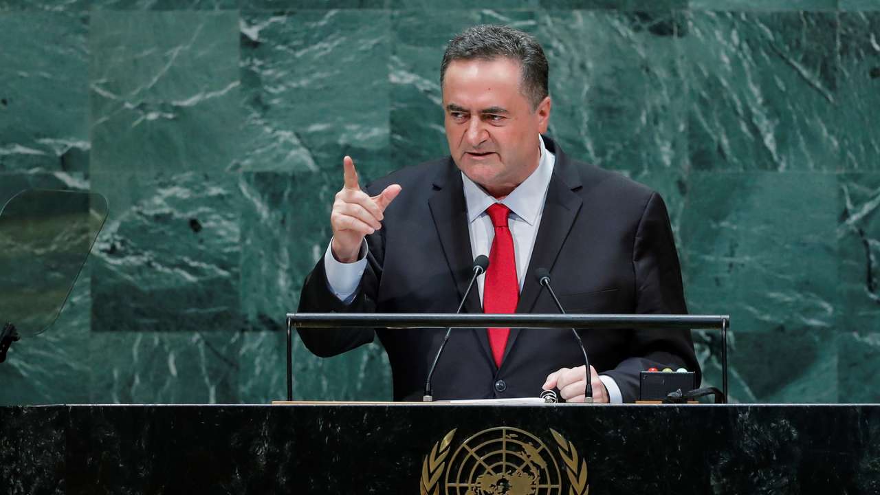 Israel Foreign Minister Israel Katz addresses the 74th session of the United Nations General Assembly at U.N. headquarters in New York City, New York, U.S., September 26, 2019. REUTERS/Eduardo Munoz