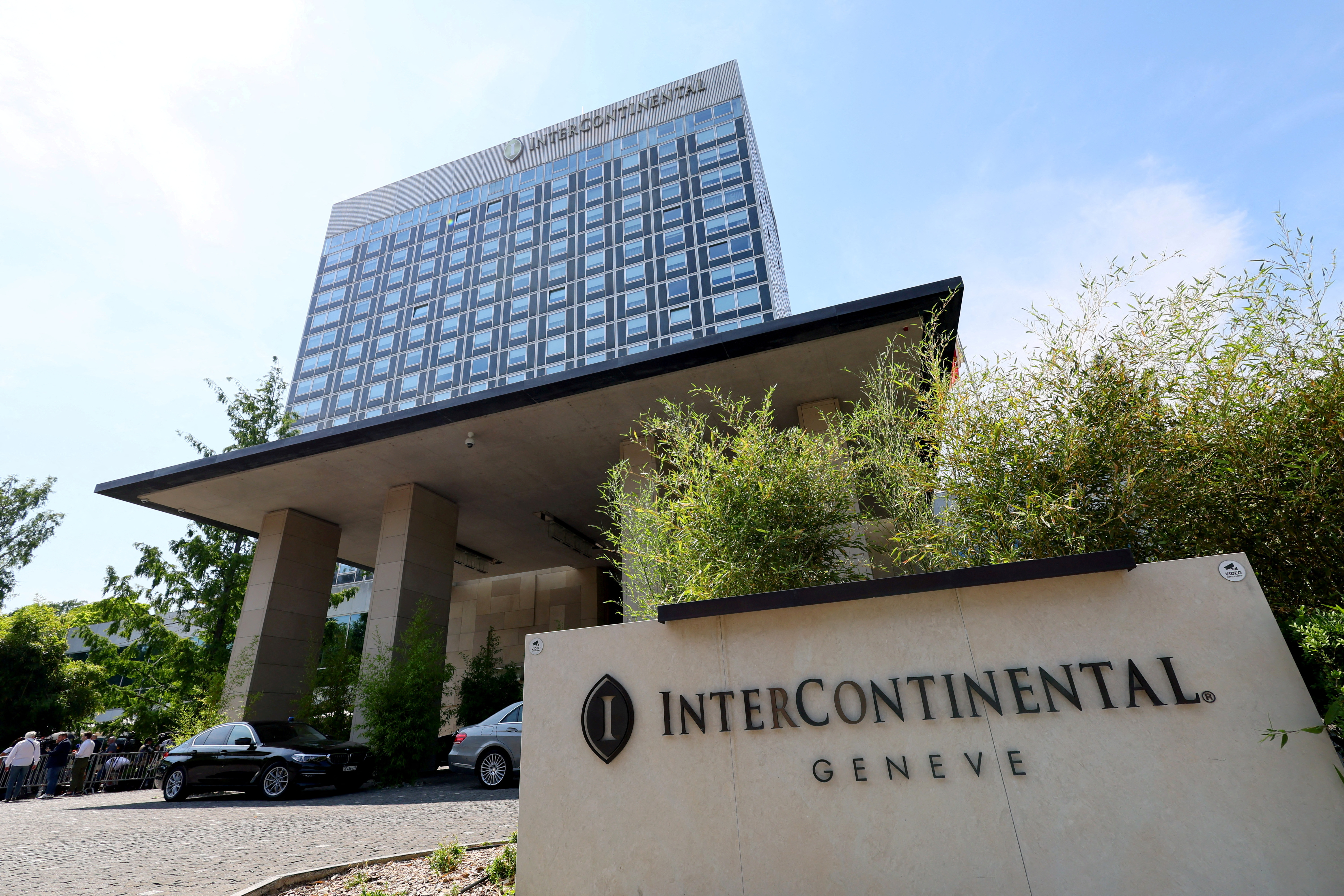 The InterContinental hotel is pictured on a day of nuclear talks in Geneva