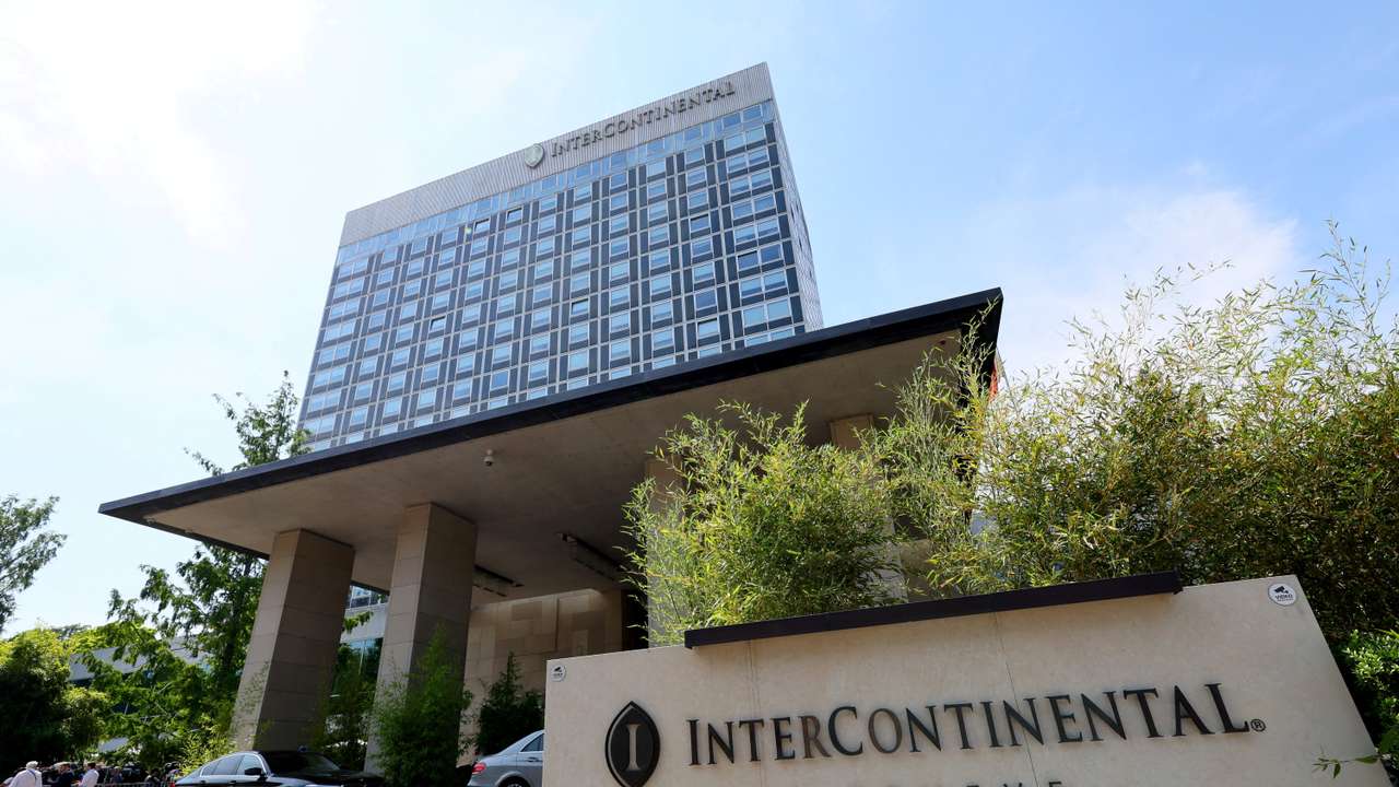 The InterContinental hotel is pictured on a day of nuclear talks in Geneva