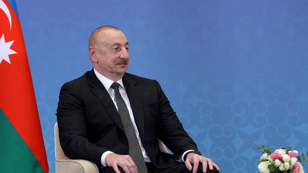 FILE PHOTO: Azeri President Aliyev meets Putin in Astana