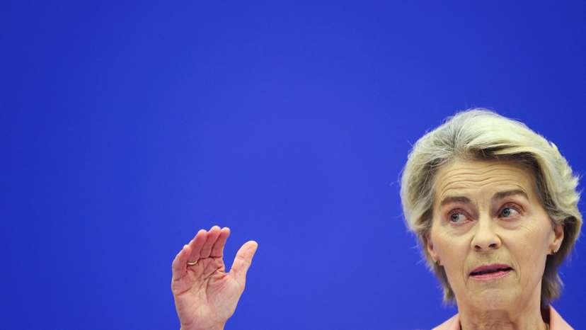 FILE PHOTO: European Commission President Ursula von der Leyen holds a press conference on the suggested structure and portfolios of the college of European Commissioners in Strasbourg