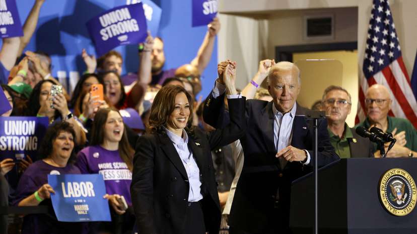 U.S. President Biden and Democratic presidential nominee Harris attend a Labor Day campaign event in Pittsburgh
