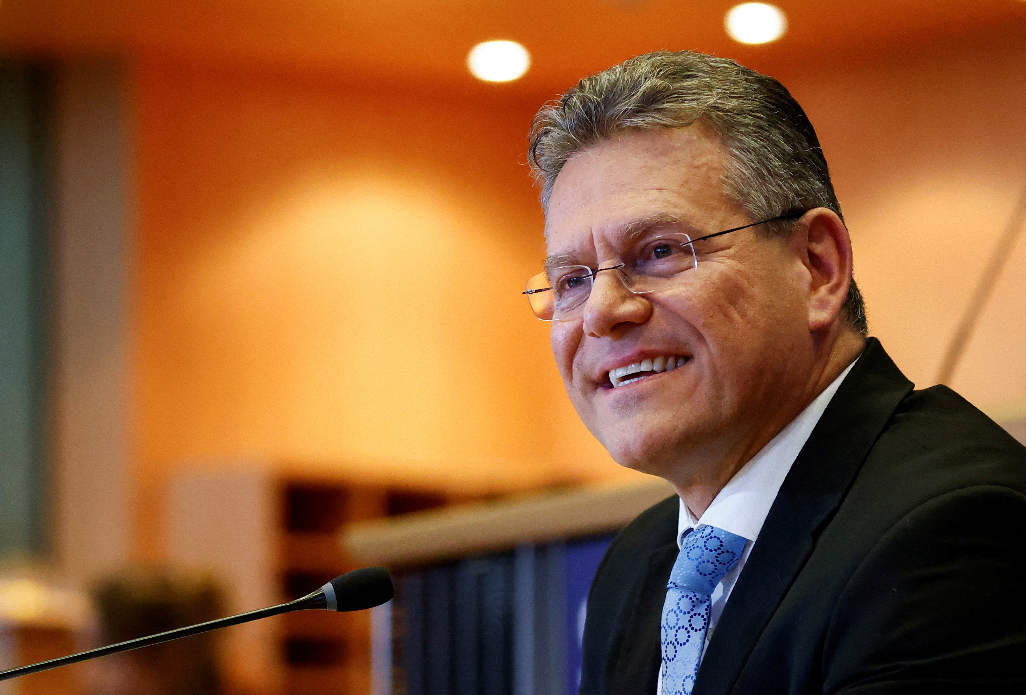 FILE PHOTO: Maros Sefcovic, nominee for EU trade commissioner, attends confirmation hearing in Brussels