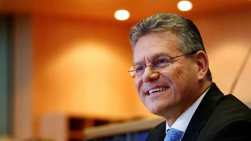 FILE PHOTO: Maros Sefcovic, nominee for EU trade commissioner, attends confirmation hearing in Brussels