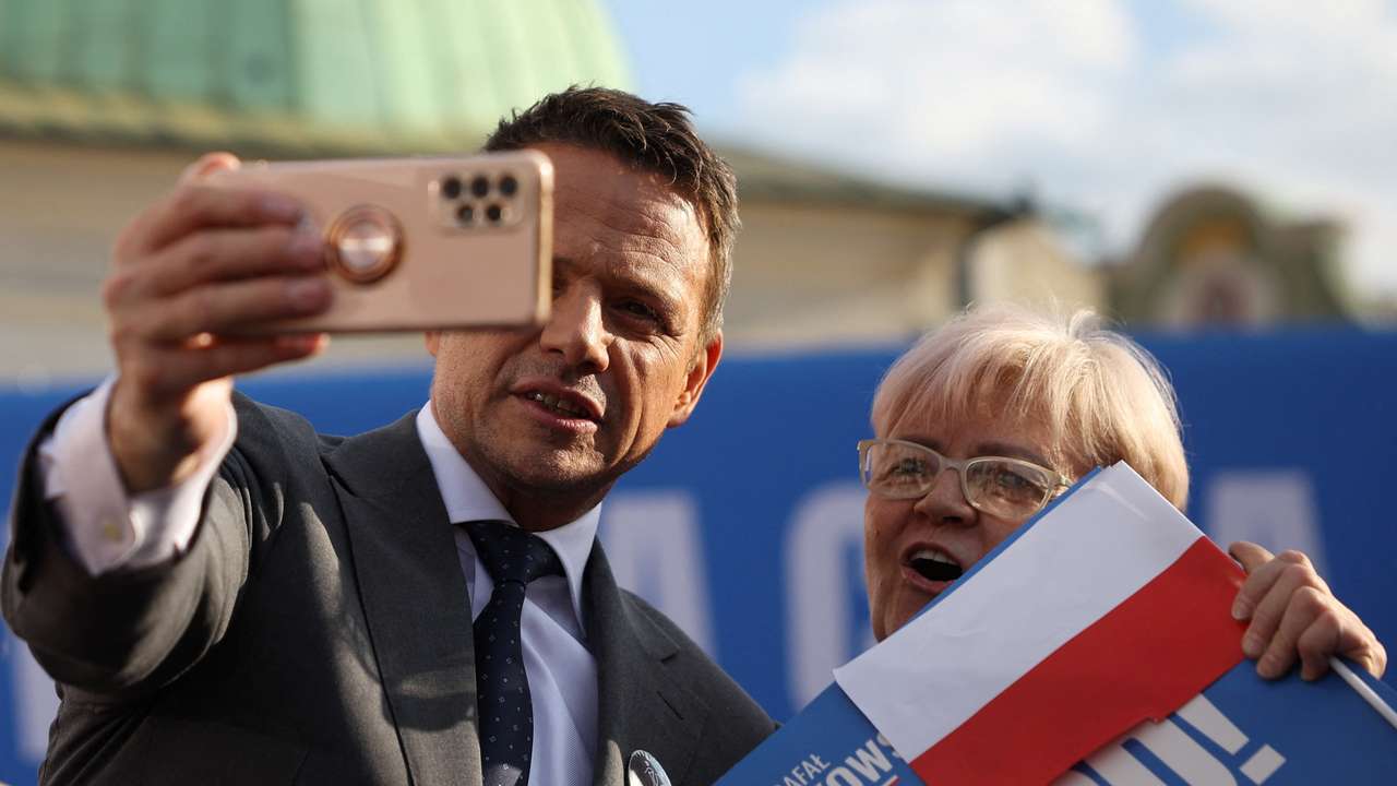 Civic Coalition presidential candidate Trzaskowski holds an election rally in Krakow