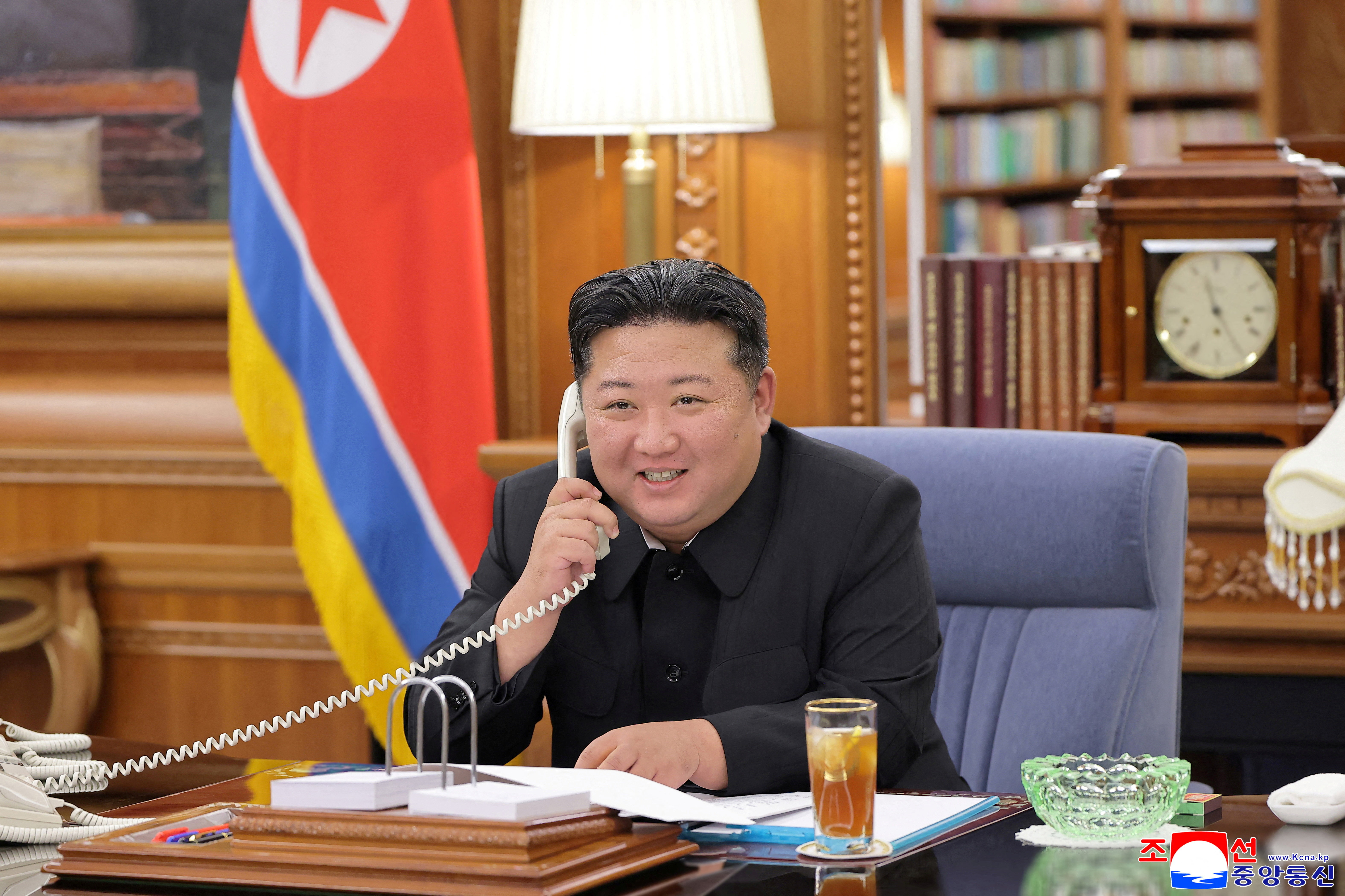 North Korean leader Kim Jong Un holds a call with Russian President Vladimir Putin