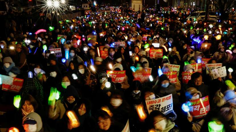 Protesters take part in a rally calling for the impeachment of South Korean President Yoon Suk Yeol, in Seoul