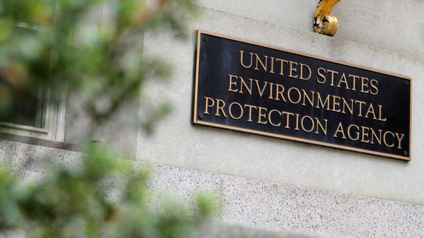 Signage is seen at the headquarters of the United States Environmental Protection Agency (EPA) in Washington, D.C.