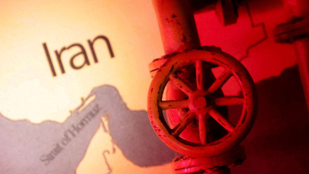 FILE PHOTO: Illustration shows map showing the Strait of Hormuz, Iran and 3D printed oil pipeline