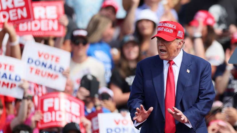 Former U.S. President and Republican presidential candidate Trump holds a campaign event, in Racine