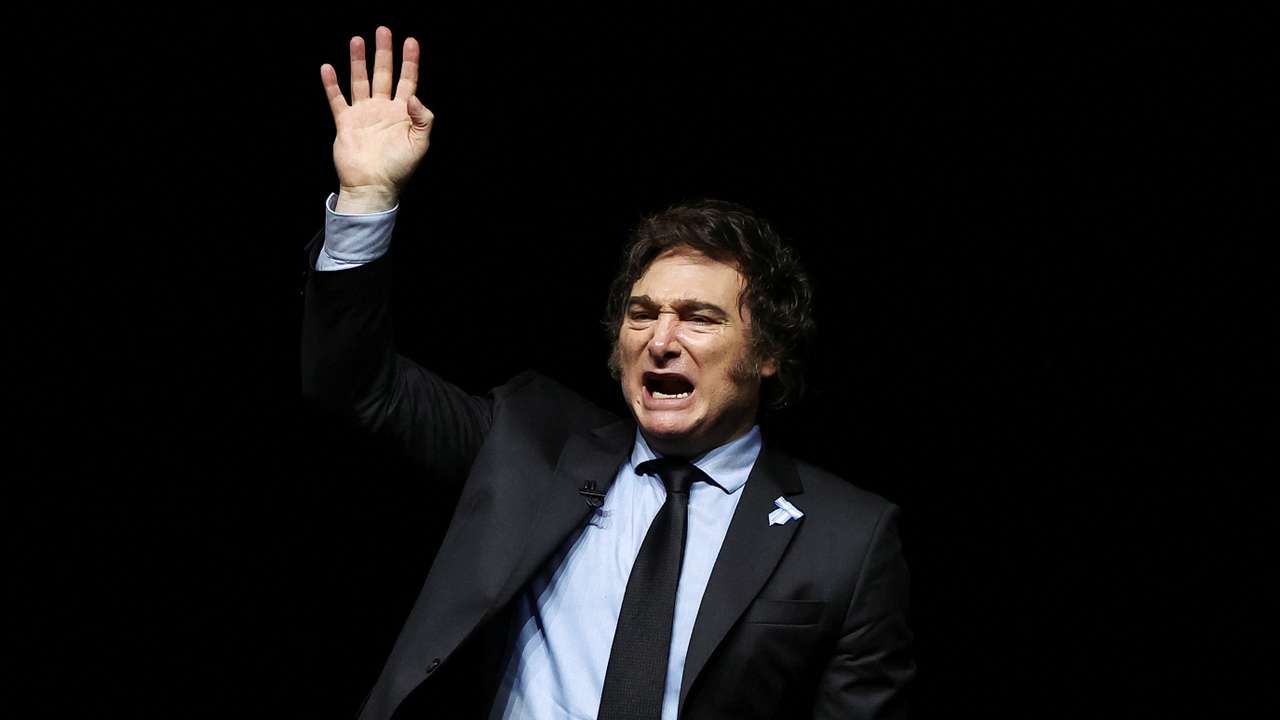 Argentina's President Javier Milei presents his new book "Capitalism, Socialism and the Neoclassical Trap", in Buenos Aires