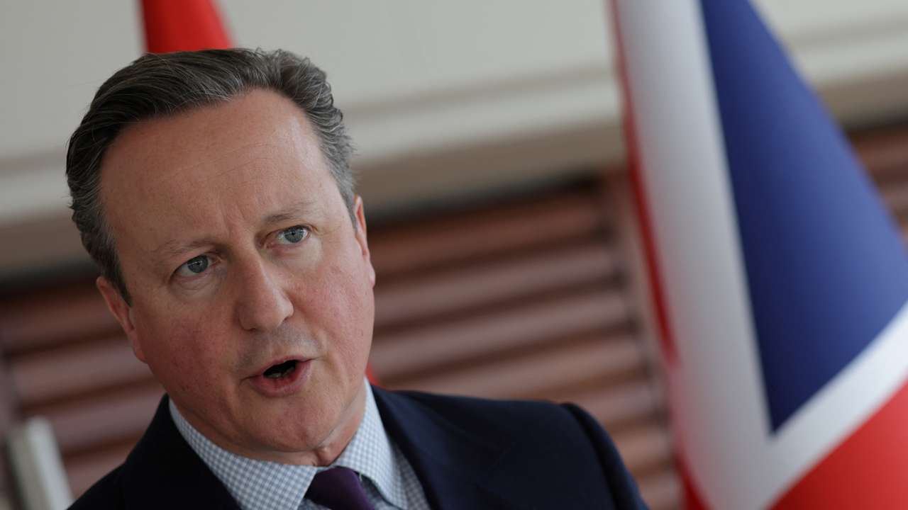British Foreign Secretary Cameron speaks during an interview in Istanbul