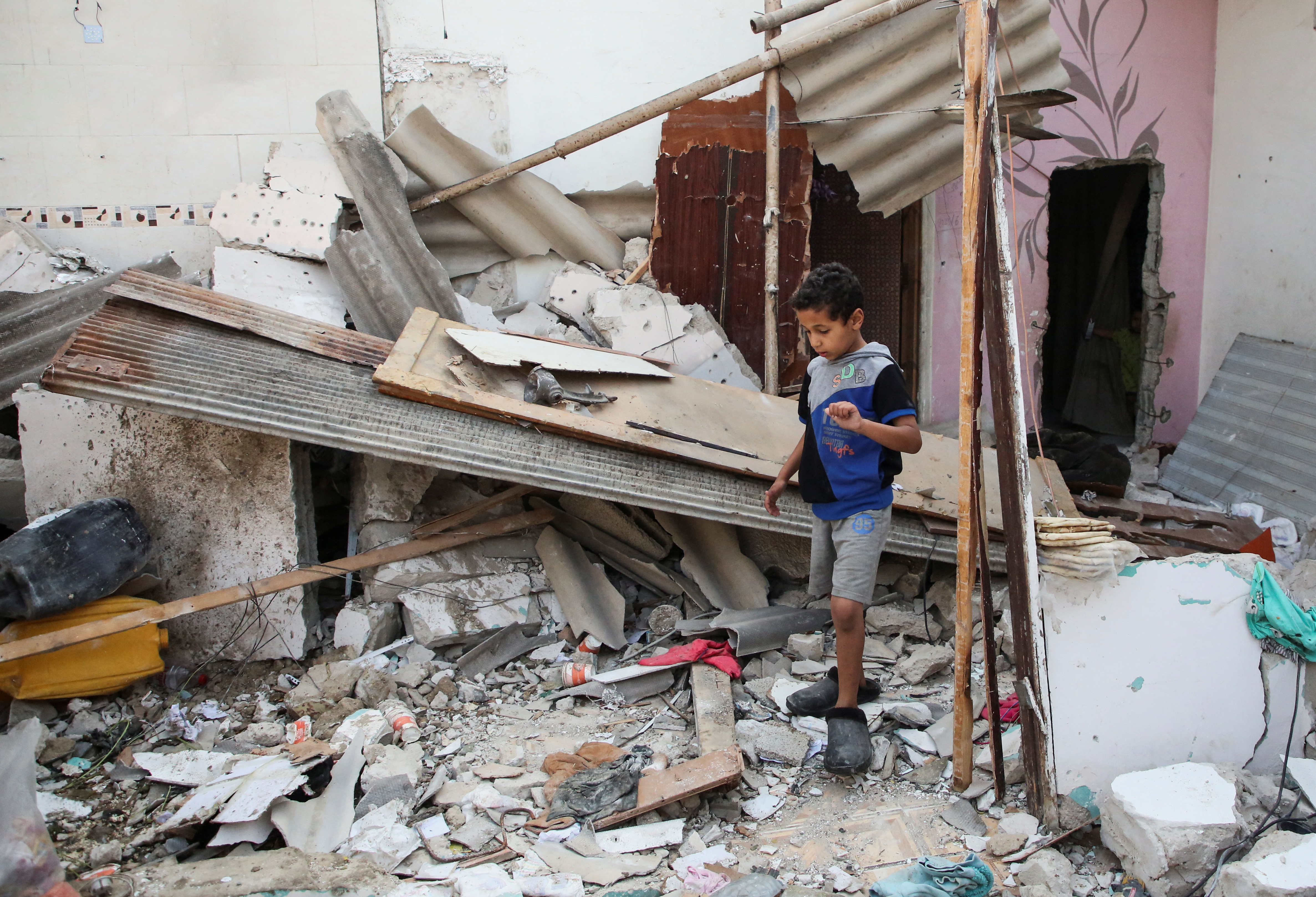 Site of an Israeli strike on a house in Rafah, in the southern Gaza Strip