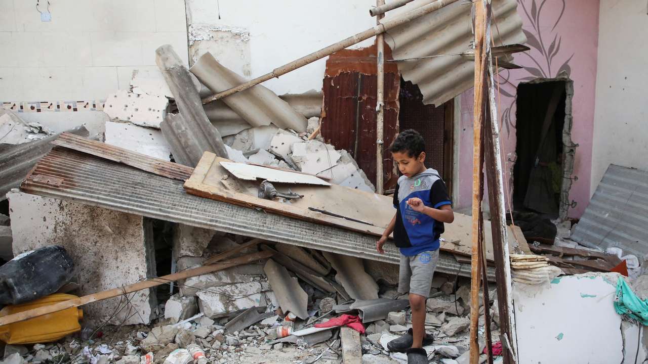 Site of an Israeli strike on a house in Rafah, in the southern Gaza Strip
