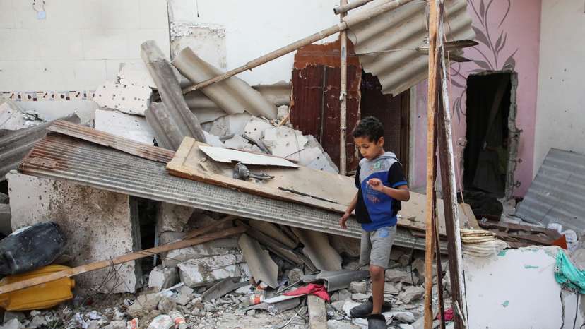Site of an Israeli strike on a house in Rafah, in the southern Gaza Strip