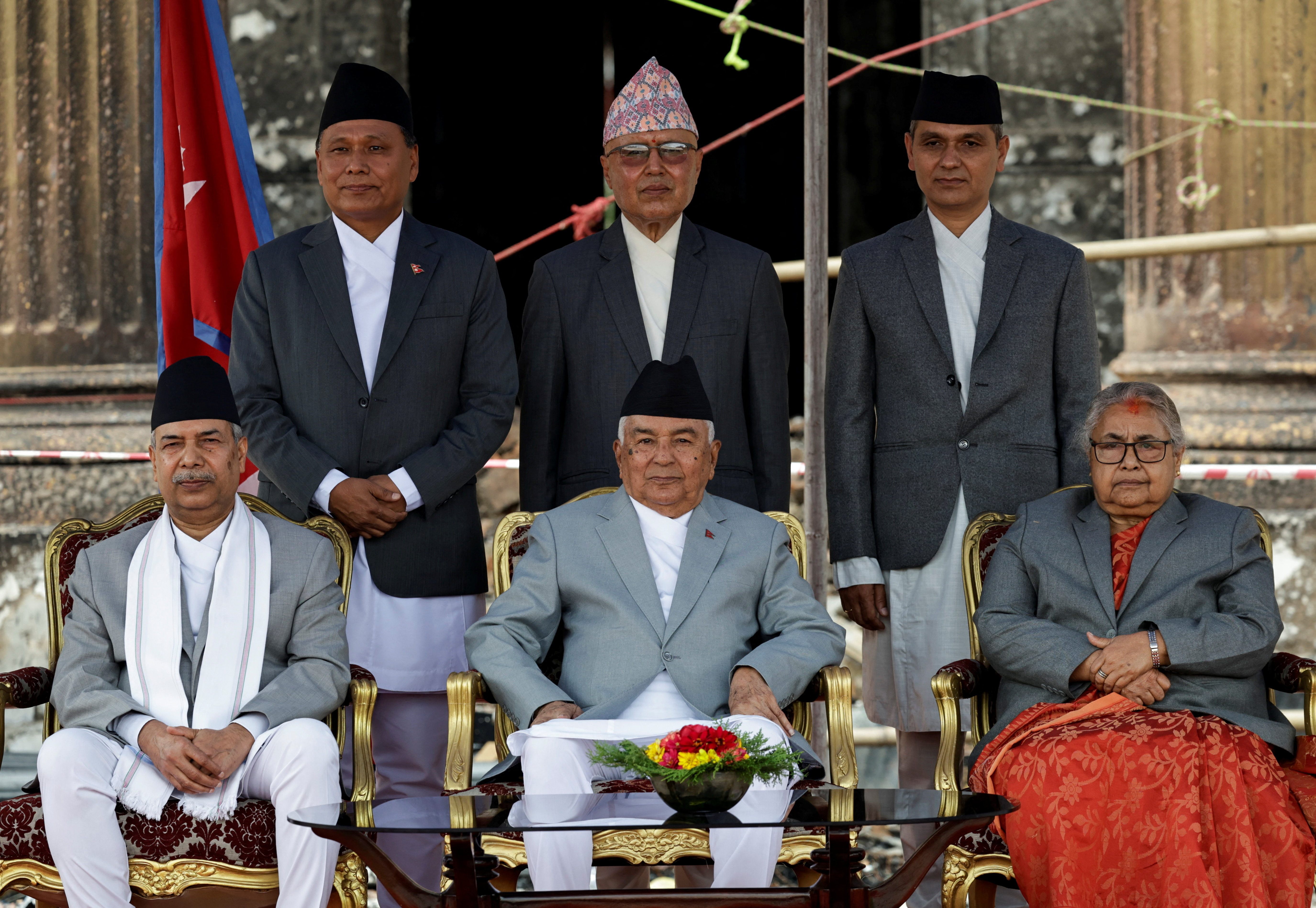 Three new ministers named to the interim cabinet of Nepal take oath of office at the presidential palace