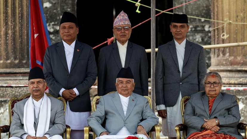 Three new ministers named to the interim cabinet of Nepal take oath of office at the presidential palace