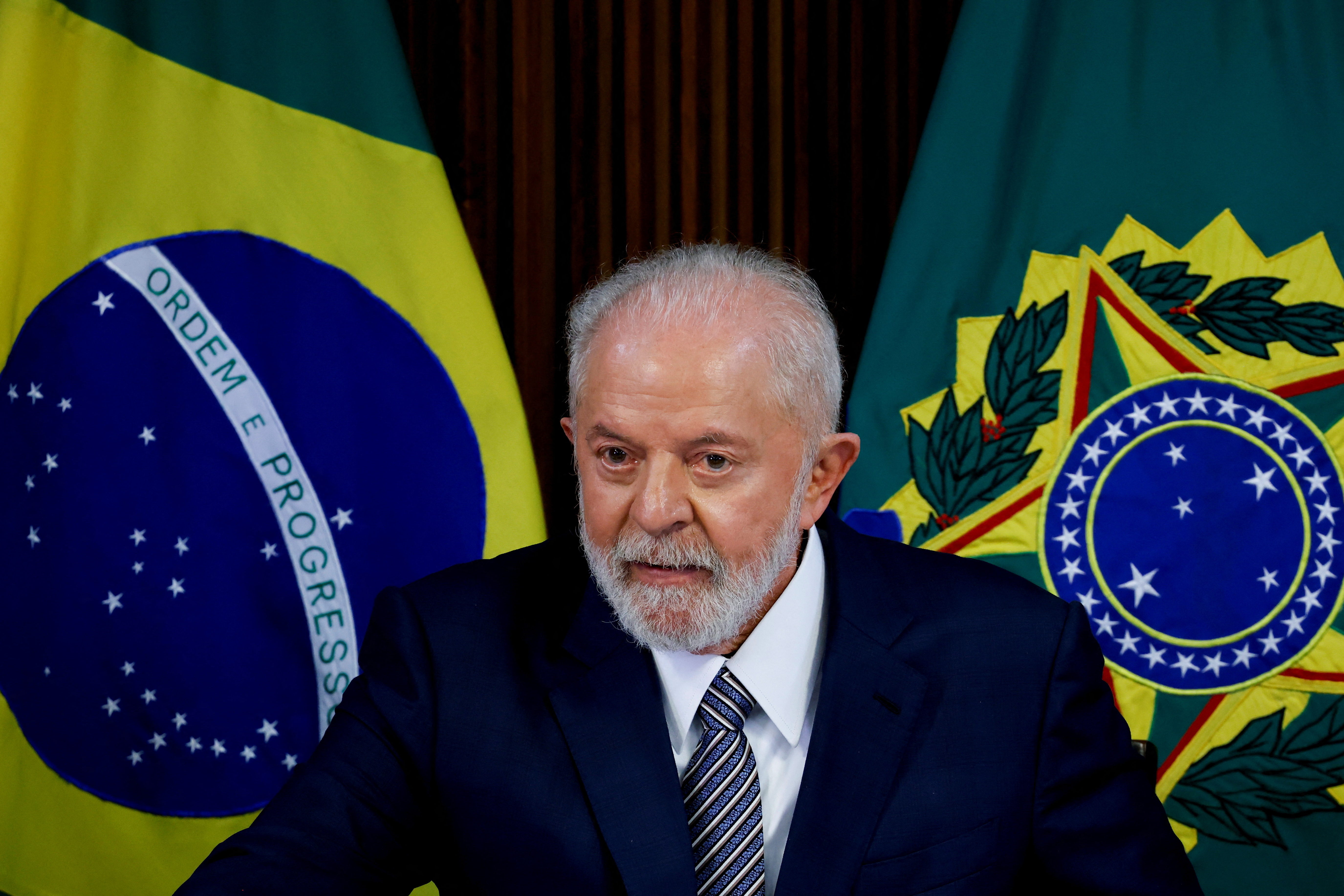 Brazil's President Luiz Inacio Lula da Silva attends a ministerial meeting in Brasilia