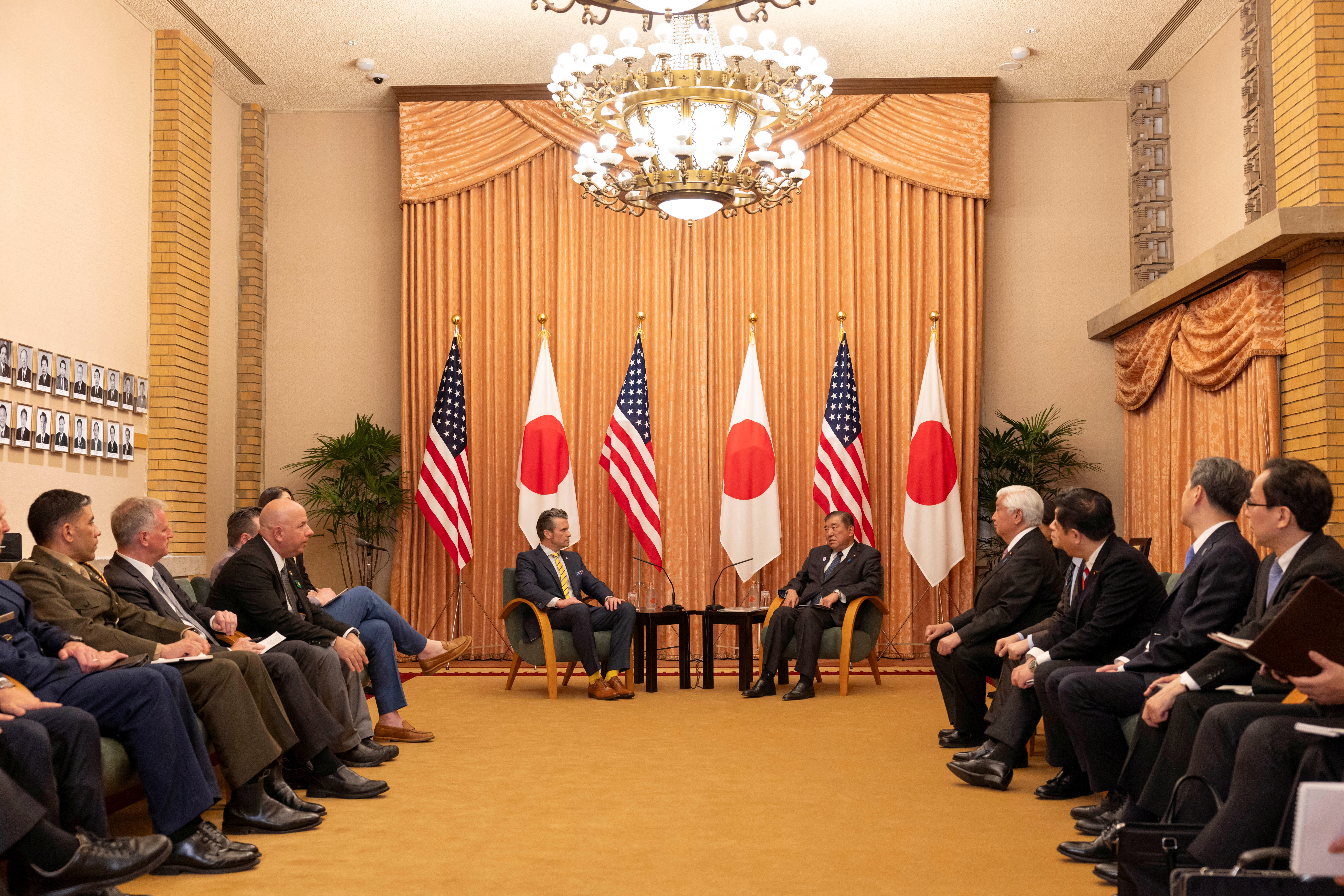 FILE PHOTO: US Secretary of Defense Pete Hegseth meets Japanese PM Ishiba at the Prime Minister’s office in Tokyo