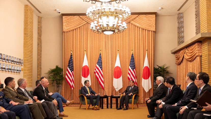 FILE PHOTO: US Secretary of Defense Pete Hegseth meets Japanese PM Ishiba at the Prime Minister’s office in Tokyo
