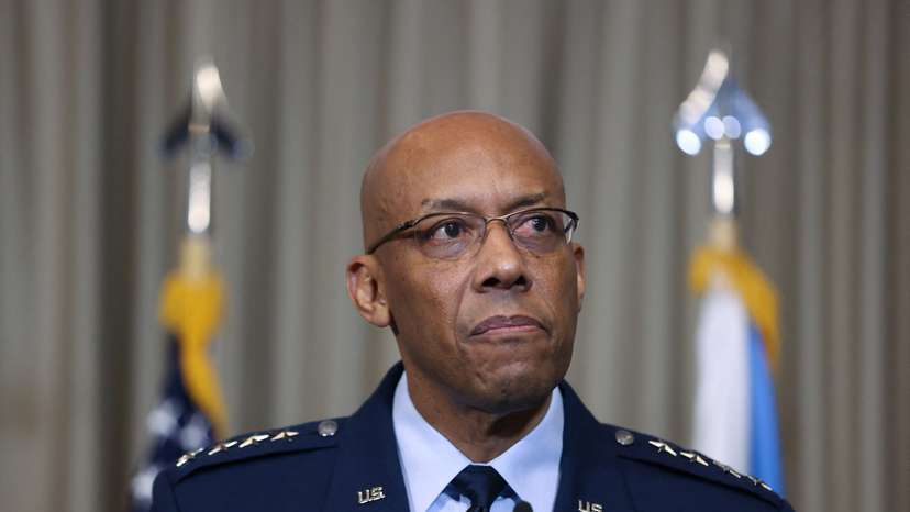 U.S. General Charles Q. Brown Junior and U.S. Secretary of Defense Lloyd Austin address the media at Ramstein