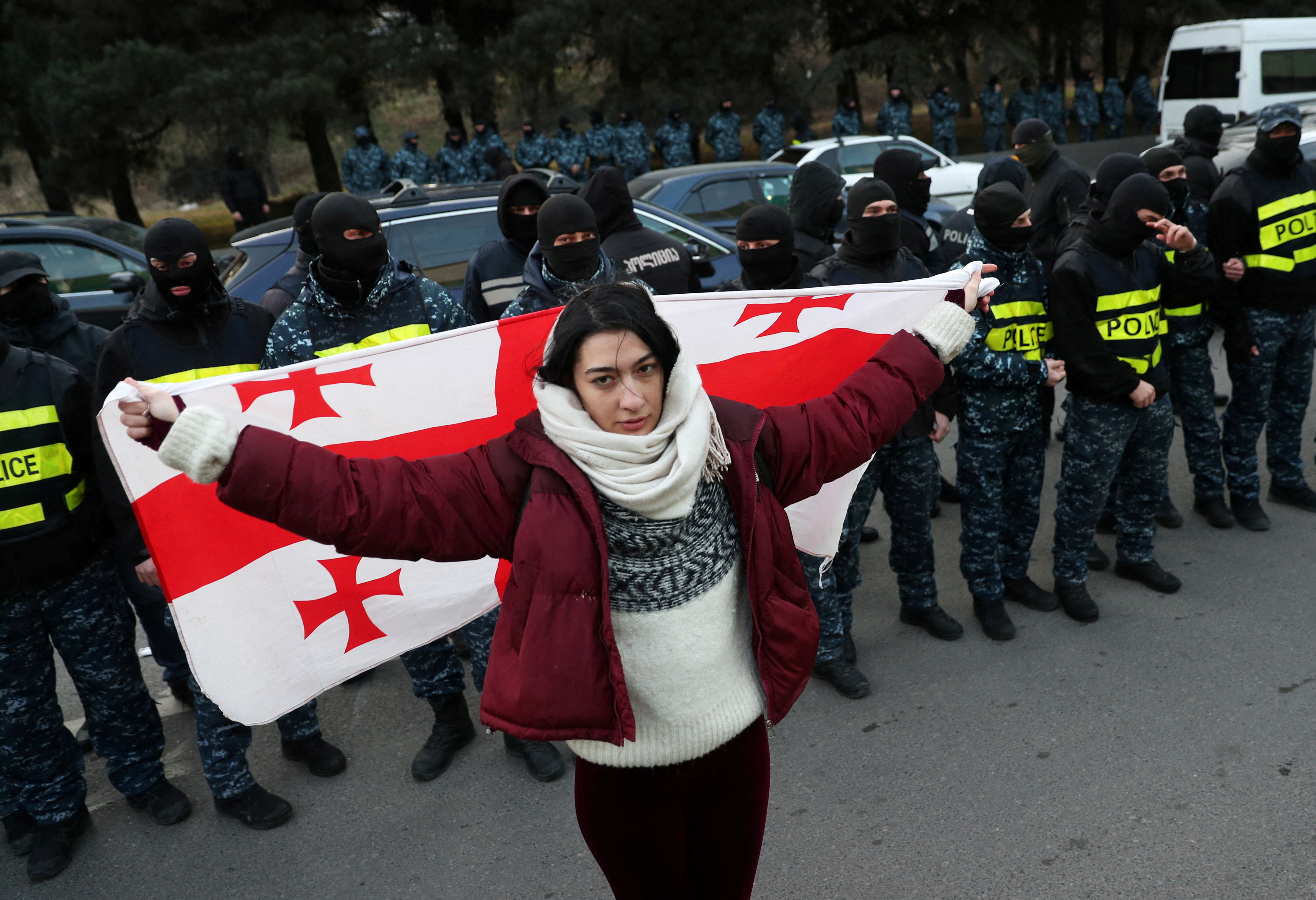 FILE PHOTO: Georgian opposition supporters hold a rally in Tbilisi